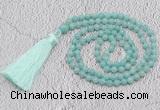 GMN233 Hand-knotted 6mm amazonite 108 beads mala necklaces with tassel