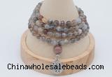 GMN2402 Hand-knotted 6mm Botswana agate 108 beads mala necklace with charm