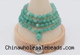 GMN2404 Hand-knotted 6mm peafowl agate 108 beads mala necklace with charm