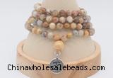 GMN2406 Hand-knotted 6mm yellow crazy agate 108 beads mala necklace with charm