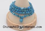 GMN2434 Hand-knotted 6mm apatite 108 beads mala necklace with charm