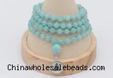 GMN2435 Hand-knotted 6mm amazonite 108 beads mala necklace with charm