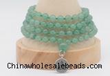 GMN2448 Hand-knotted 6mm green aventurine 108 beads mala necklaces with charm