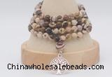 GMN2453 Hand-knotted 6mm zebra jasper 108 beads mala necklaces with charm
