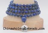 GMN2476 Hand-knotted 6mm lapis lazuli 108 beads mala necklaces with charm
