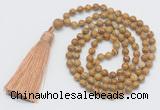 GMN251 Hand-knotted 6mm wooden jasper 108 beads mala necklaces with tassel
