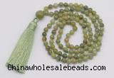 GMN256 Hand-knotted 6mm China jade 108 beads mala necklaces with tassel
