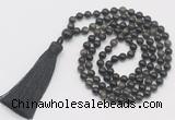 GMN261 Hand-knotted 6mm golden obsidian 108 beads mala necklaces with tassel