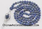 GMN2622 Hand-knotted 8mm, 10mm matte lapis lazuli 108 beads mala necklace with pendant