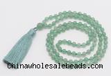 GMN266 Hand-knotted 6mm green aventurine 108 beads mala necklaces with tassel