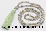 GMN271 Hand-knotted 6mm artistic jasper 108 beads mala necklaces with tassel