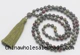 GMN273 Hand-knotted 6mm dragon blood jasper 108 beads mala necklaces with tassel