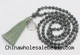 GMN316 Hand-knotted 6mm kambaba jasper 108 beads mala necklaces with tassel & charm