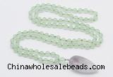 GMN4001 Hand-knotted 8mm, 10mm prehnite 108 beads mala necklace with pendant