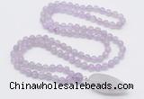 GMN4002 Hand-knotted 8mm, 10mm lavender amethyst 108 beads mala necklace with pendant