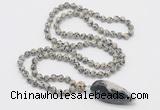 GMN4021 Hand-knotted 8mm, 10mm dalmatian jasper 108 beads mala necklace with pendant