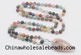 GMN4038 Hand-knotted 8mm, 10mm colorful gemstone 108 beads mala necklace with pendant