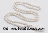 GMN4043 Hand-knotted 8mm, 10mm white howlite 108 beads mala necklace with pendant