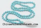 GMN4044 Hand-knotted 8mm, 10mm blue howlite 108 beads mala necklace with pendant