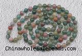 GMN408 Hand-knotted 8mm, 10mm Indian agate 108 beads mala necklaces