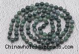 GMN409 Hand-knotted 8mm, 10mm moss agate 108 beads mala necklaces