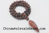 GMN4092 Hand-knotted 8mm, 10mm mahogany obsidian 108 beads mala necklace with pendant