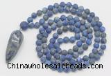 GMN4227 Hand-knotted 8mm, 10mm matte lapis lazuli 108 beads mala necklace with pendant