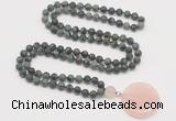 GMN4418 Hand-knotted 8mm, 10mm matte kambaba jasper 108 beads mala necklace with pendant