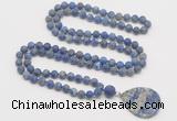 GMN4427 Hand-knotted 8mm, 10mm matte lapis lazuli 108 beads mala necklace with pendant