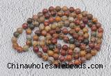 GMN448 Hand-knotted 8mm, 10mm picasso jasper 108 beads mala necklaces