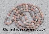 GMN451 Hand-knotted 8mm, 10mm pink zebra jasper 108 beads mala necklaces