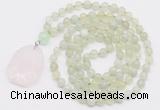 GMN4616 Hand-knotted 8mm, 10mm New jade 108 beads mala necklace with pendant