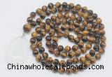 GMN4638 Hand-knotted 8mm, 10mm yellow tiger eye 108 beads mala necklace with pendant