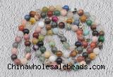 GMN478 Hand-knotted 8mm, 10mm colorfull gemstone 108 beads mala necklaces