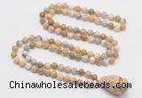 GMN4830 Hand-knotted 8mm, 10mm yellow crazy agate 108 beads mala necklace with pendant
