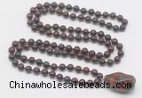 GMN4856 Hand-knotted 8mm, 10mm brecciated jasper 108 beads mala necklace with pendant