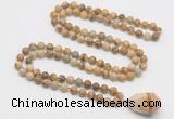 GMN4860 Hand-knotted 8mm, 10mm picture jasper 108 beads mala necklace with pendant