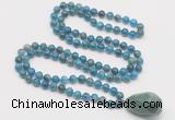 GMN4876 Hand-knotted 8mm, 10mm apatite 108 beads mala necklace with pendant