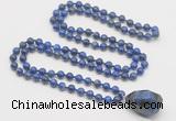 GMN4878 Hand-knotted 8mm, 10mm lapis lazuli 108 beads mala necklace with pendant