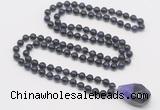 GMN4884 Hand-knotted 8mm, 10mm purple tiger eye 108 beads mala necklace with pendant