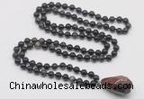 GMN4886 Hand-knotted 8mm, 10mm golden obsidian 108 beads mala necklace with pendant