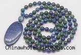 GMN5064 Hand-knotted 8mm, 10mm chrysocolla 108 beads mala necklace with pendant