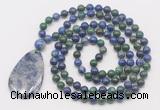 GMN5094 Hand-knotted 8mm, 10mm chrysocolla 108 beads mala necklace with pendant