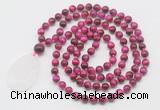 GMN5100 Hand-knotted 8mm, 10mm red tiger eye 108 beads mala necklace with pendant