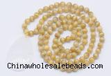 GMN5102 Hand-knotted 8mm, 10mm golden tiger eye 108 beads mala necklace with pendant