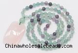 GMN5113 Hand-knotted 8mm, 10mm matte fluorite 108 beads mala necklace with pendant
