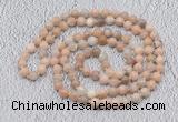 GMN512 Hand-knotted 8mm, 10mm sunstone 108 beads mala necklaces