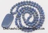 GMN5130 Hand-knotted 8mm, 10mm matte lapis lazuli 108 beads mala necklace with pendant