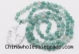 GMN5155 Hand-knotted 8mm, 10mm green banded agate 108 beads mala necklace with pendant