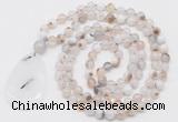 GMN5206 Hand-knotted 8mm, 10mm montana agate 108 beads mala necklace with pendant